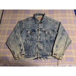 Vintage 80s Levis Denim Trucker Jacket USA XL Extra Large 70507-0219 Acid Wash